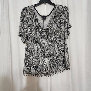 Dressbarn Collection Womens Blouse Short Sleeve Top Cowl Neck Size 22/24